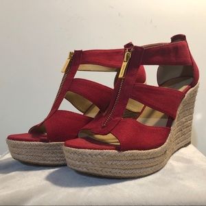 Michael Kors Red Berkley Espadrille Wedges